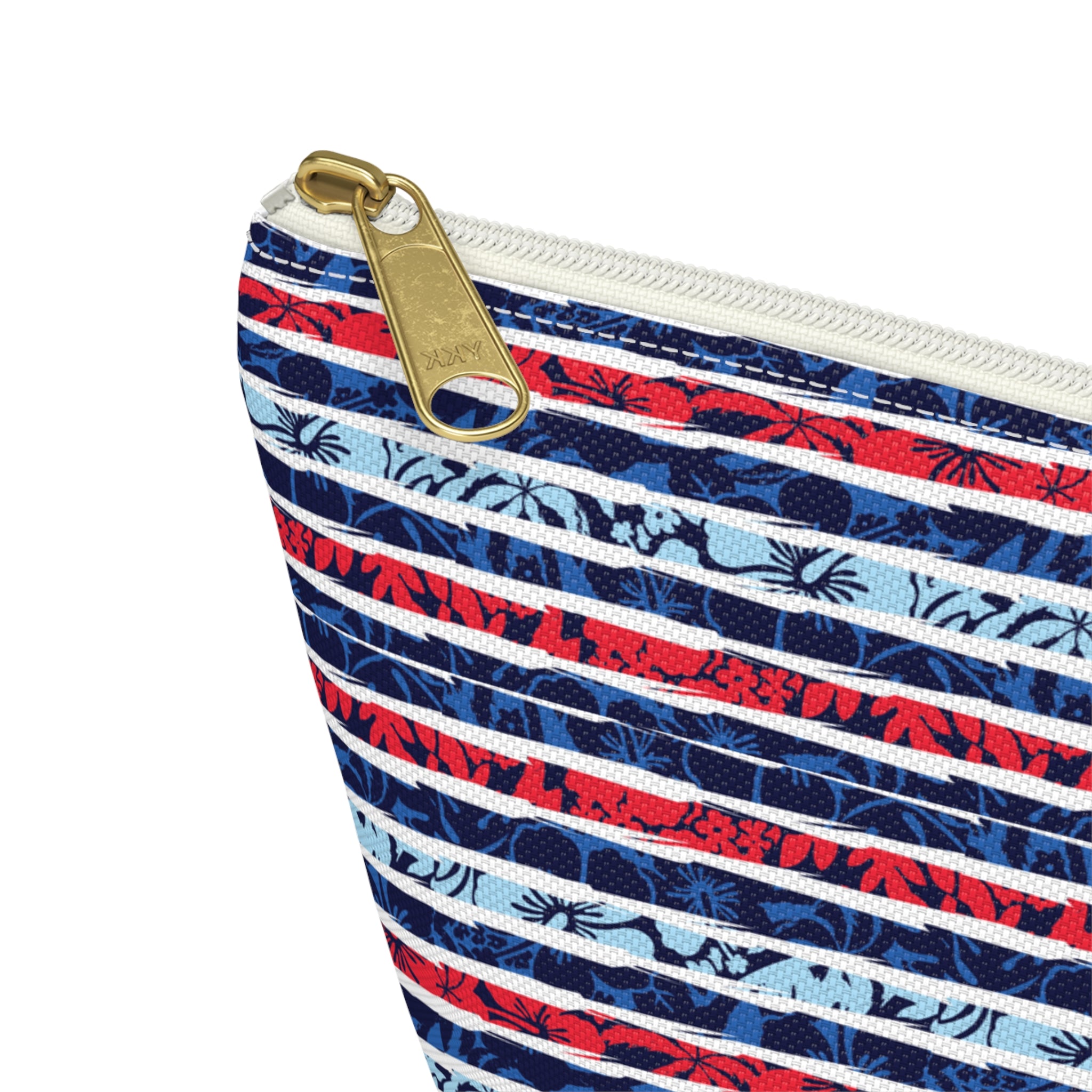 Patriotic Striped Hibiscus Cosmetic Bag
