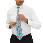 Aqua Flowered Sky Mens Necktie