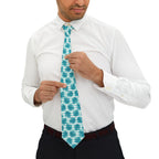 Blue Monstera Floral Mens Necktie