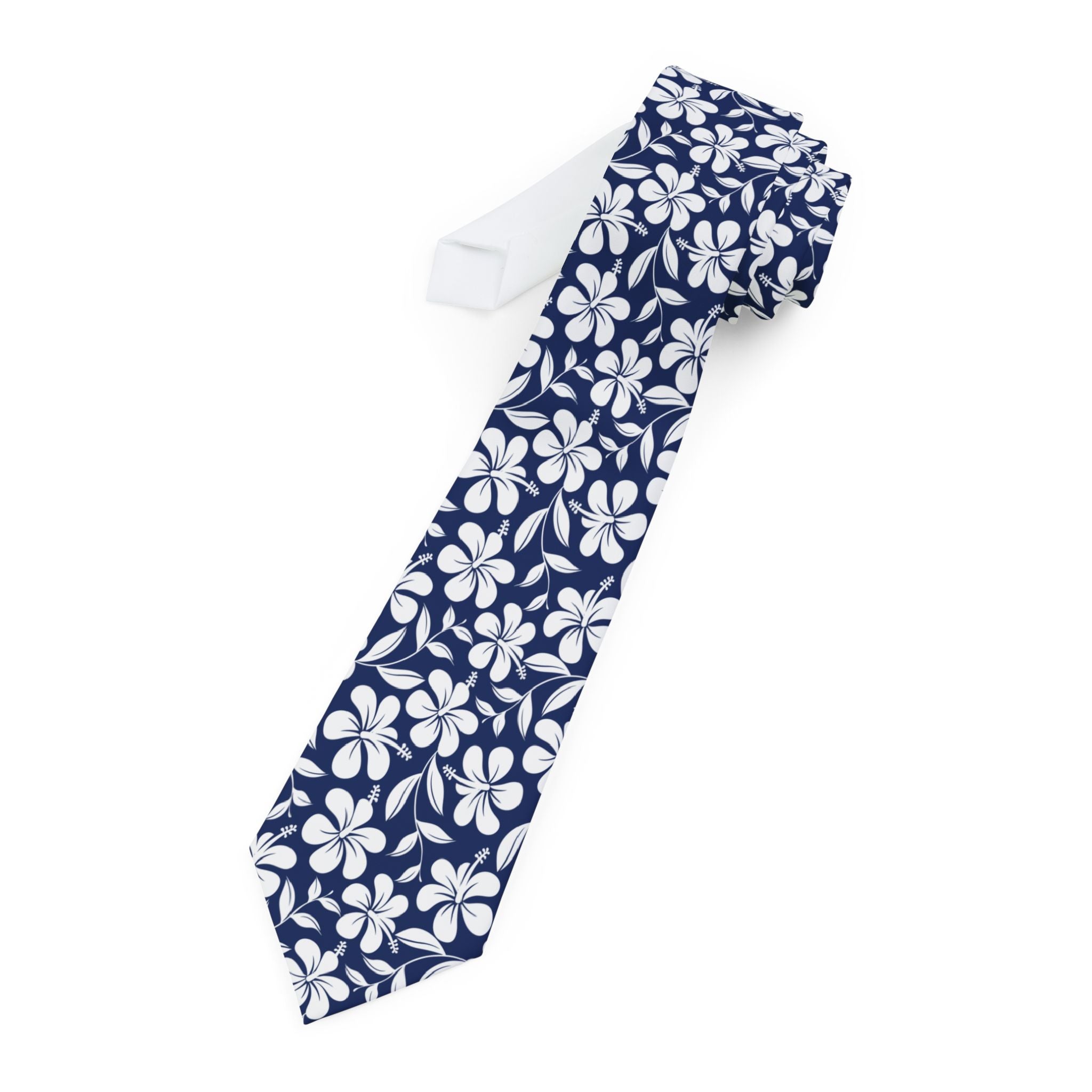 Nautical Blue Hibiscus Mens Necktie