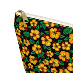 Tropical Gardens on Black Cosmetic Bag