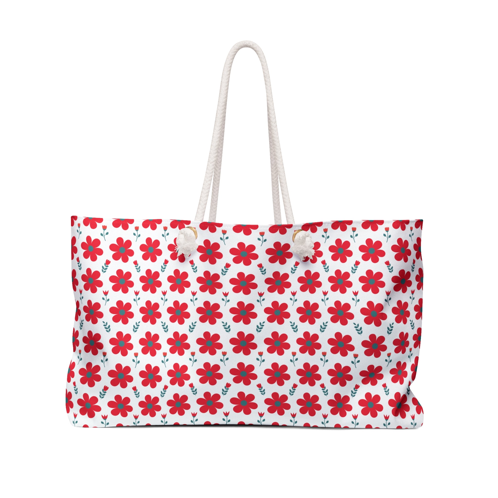 Red Daisy Floral Weekender Bag