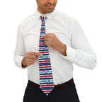Patriotic Striped Hibiscus Mens Necktie