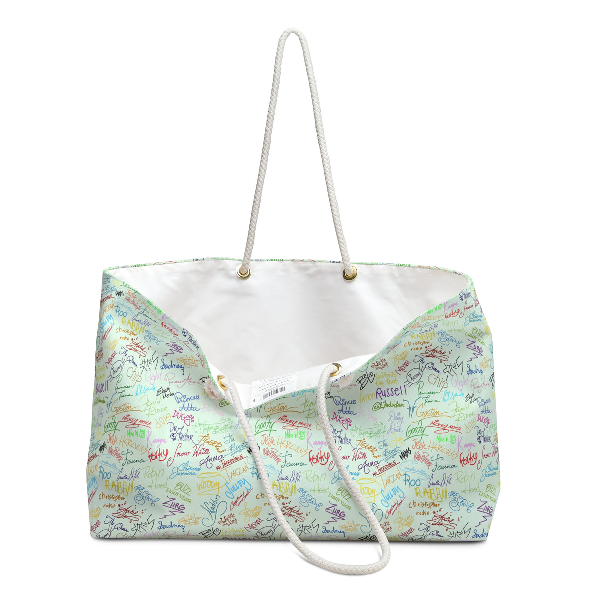 Character Autographs on Green Weekender Bag
