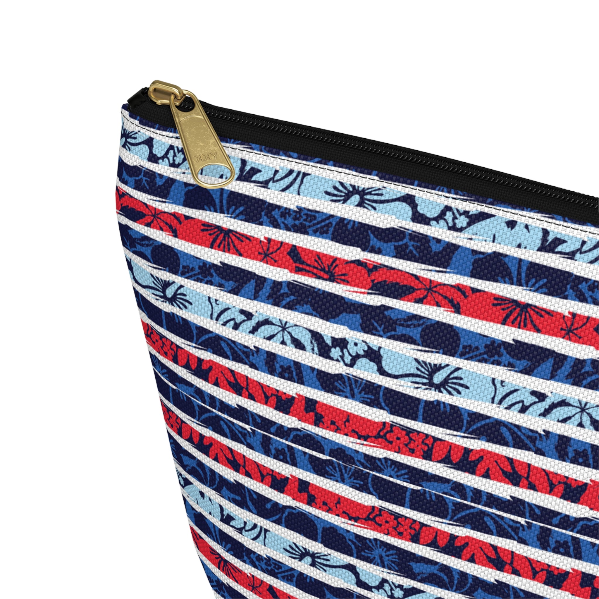 Patriotic Striped Hibiscus Cosmetic Bag