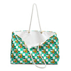 Teal Checkerboard Pluto Weekender Bag