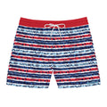 Patriotic Striped Hibiscus Swim Trunks