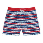 Patriotic Striped Hibiscus Swim Trunks