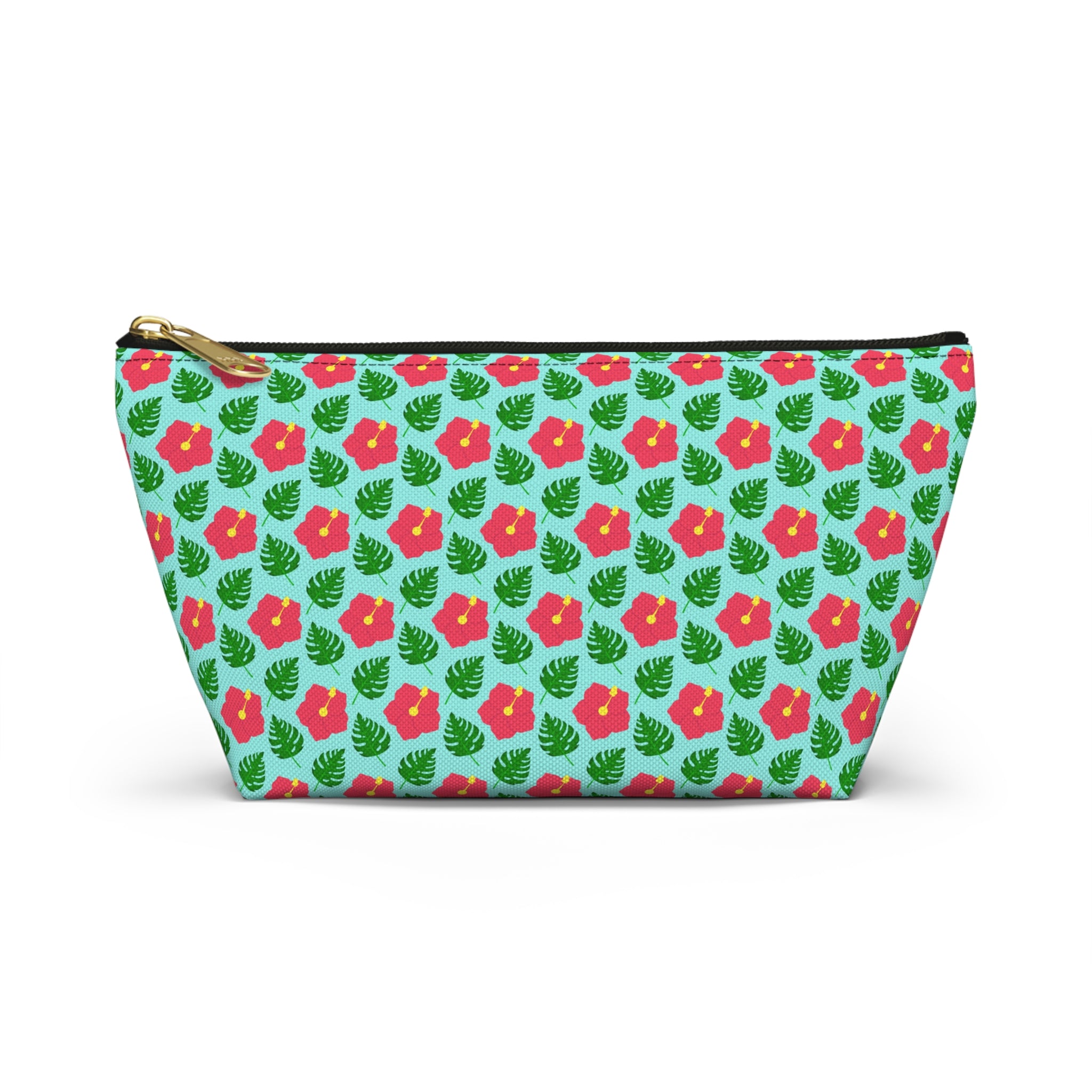 Monstera Leaf Hibiscus Cosmetic Bag