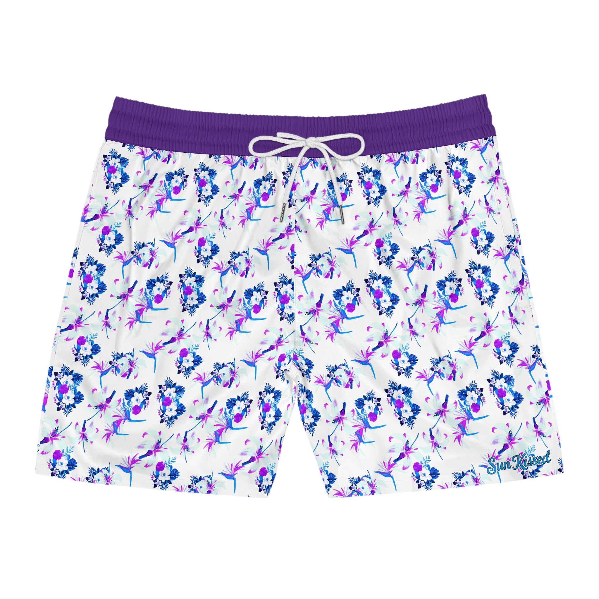 Purple Watercolor Petals Swim Trunks