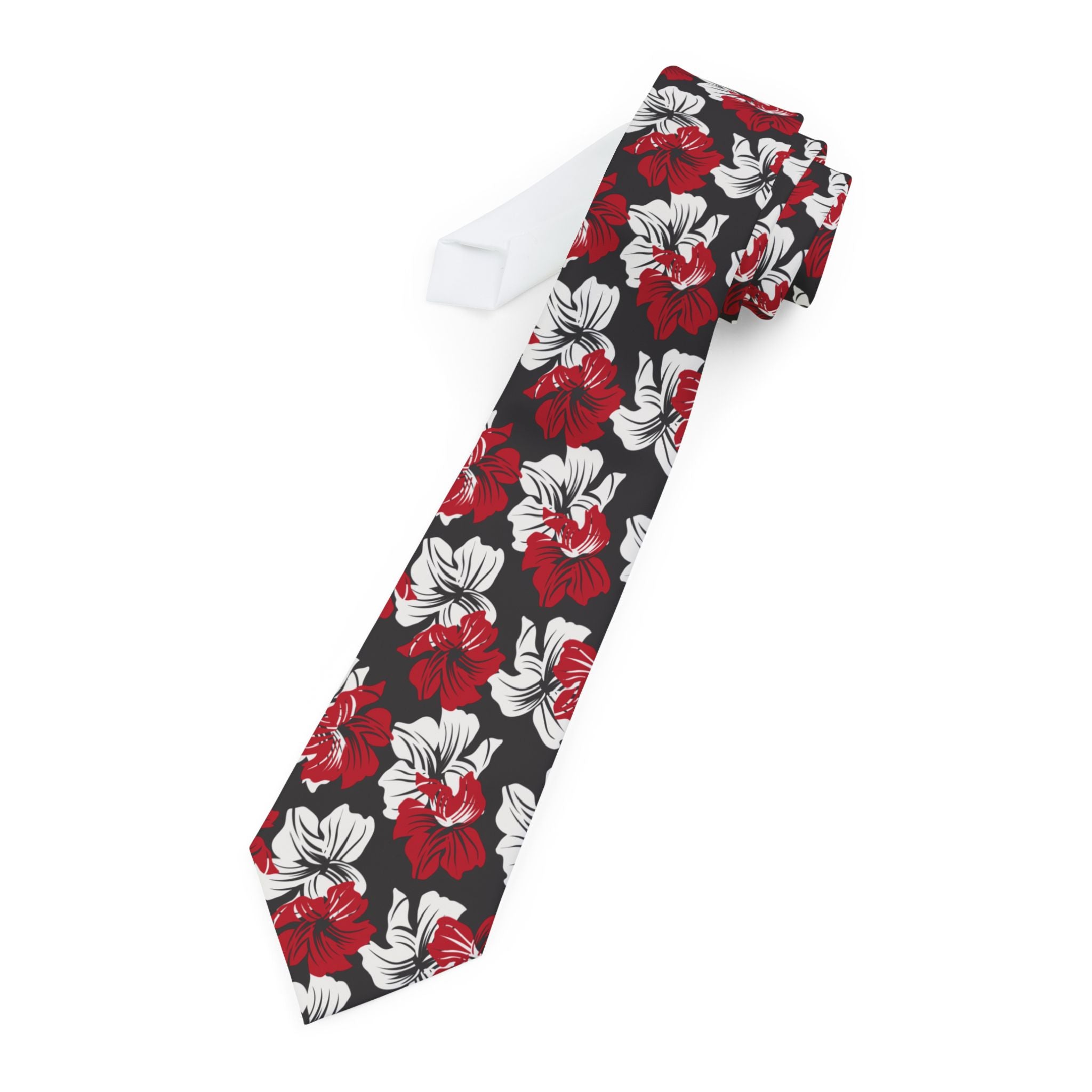 Hibiscus at Night Floral Mens Necktie