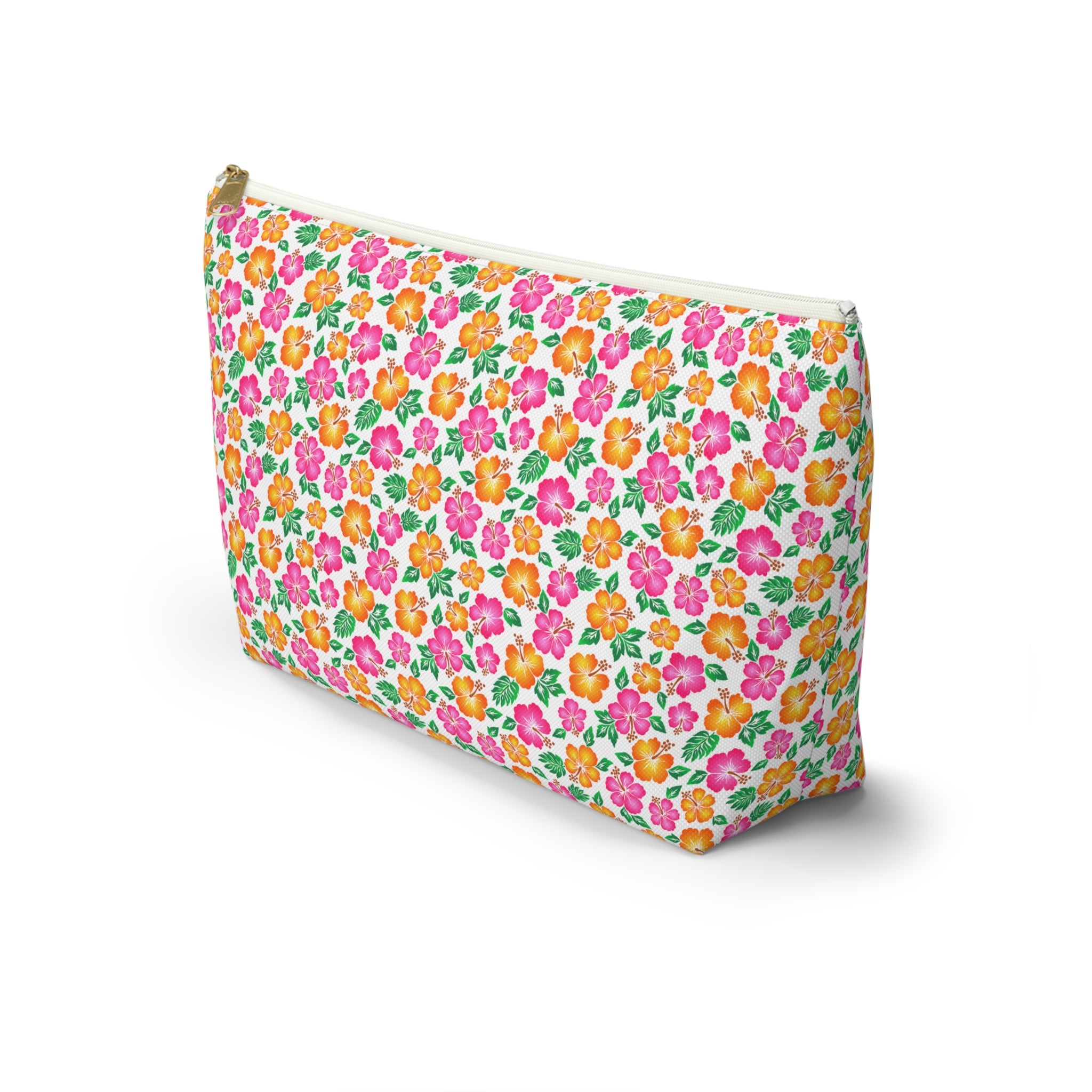 Tropical Gardens on White Cosmetic Bag