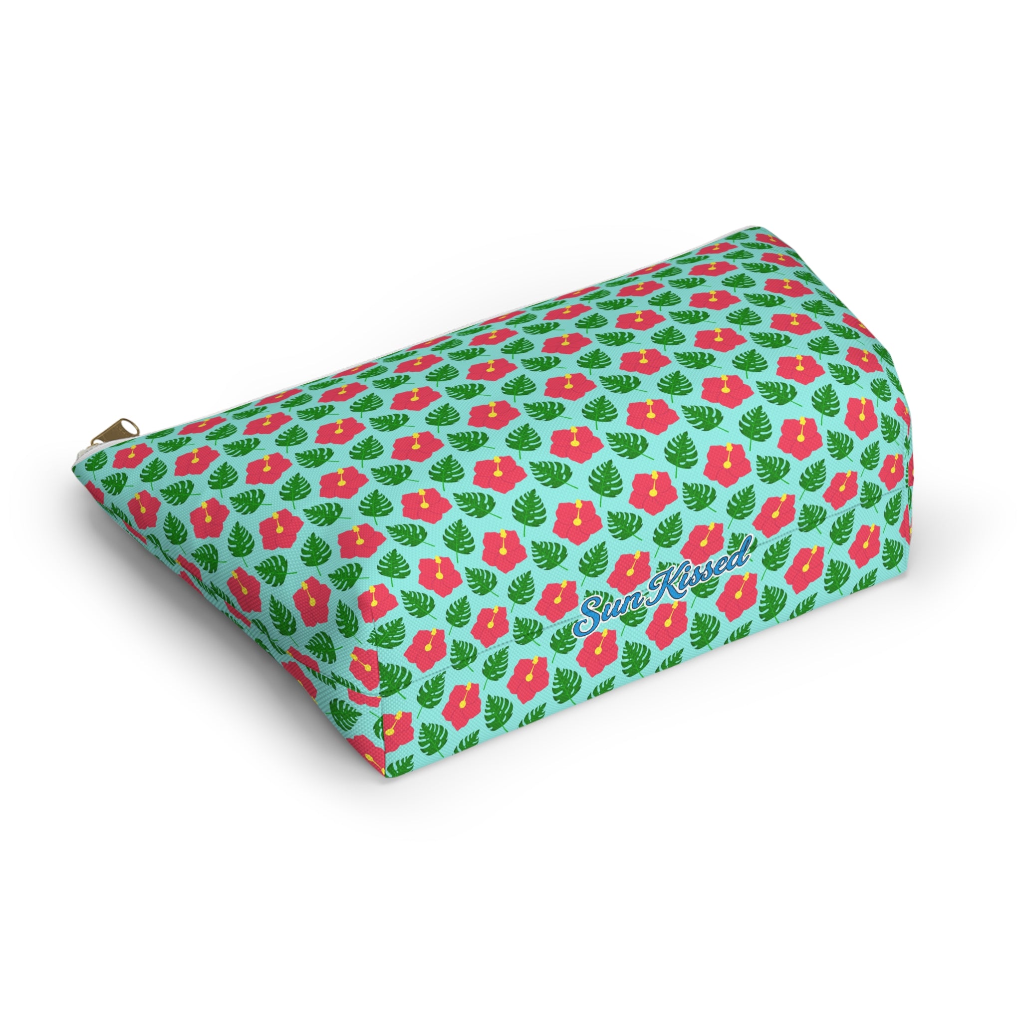 Monstera Leaf Hibiscus Cosmetic Bag