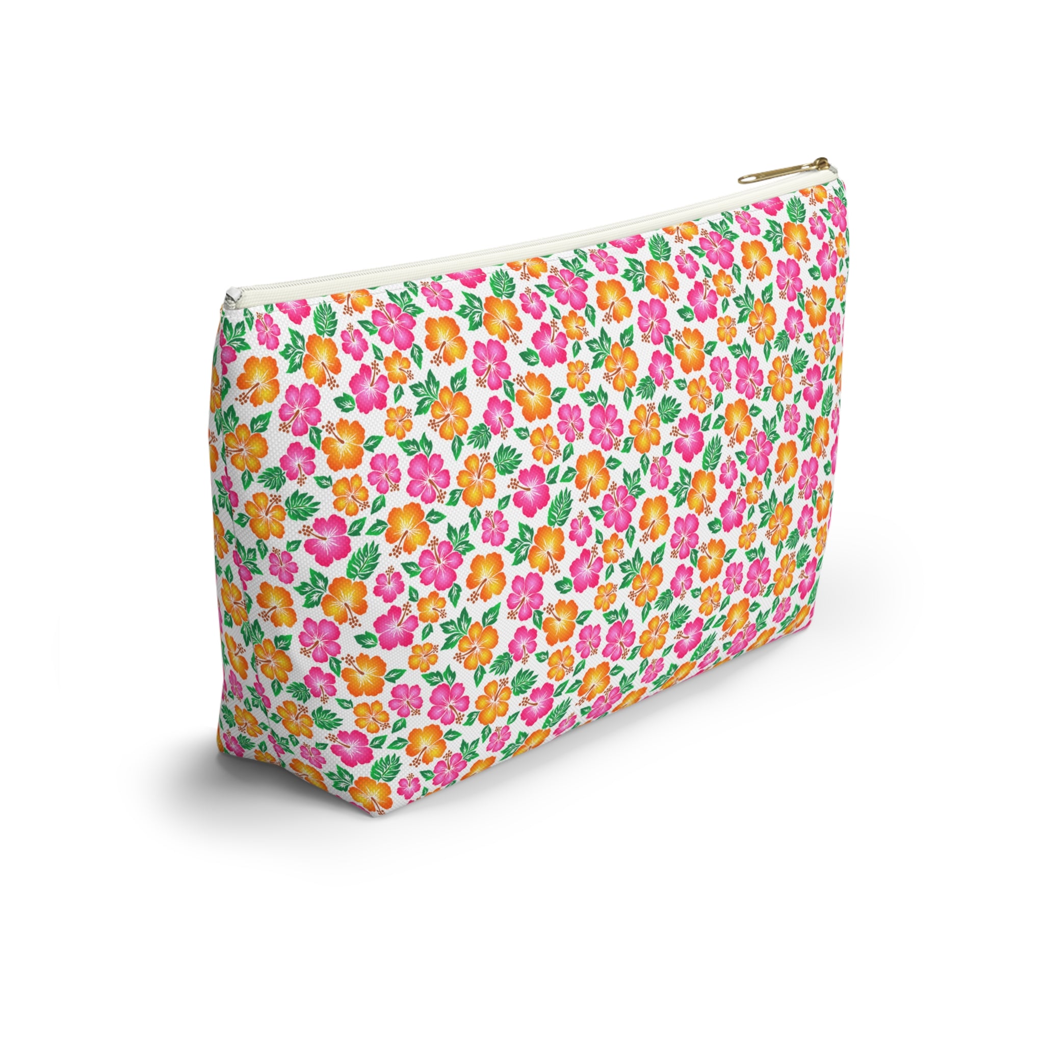 Tropical Gardens on White Cosmetic Bag