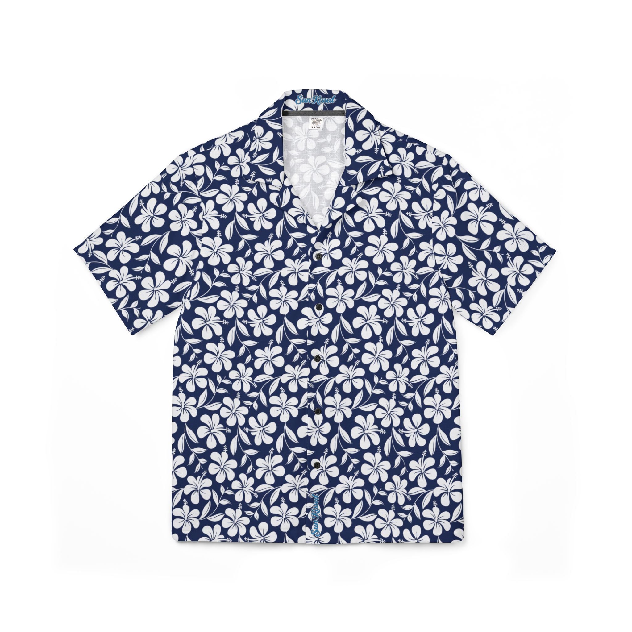 Nautical Blue Hibiscus Hawaiian Shirt