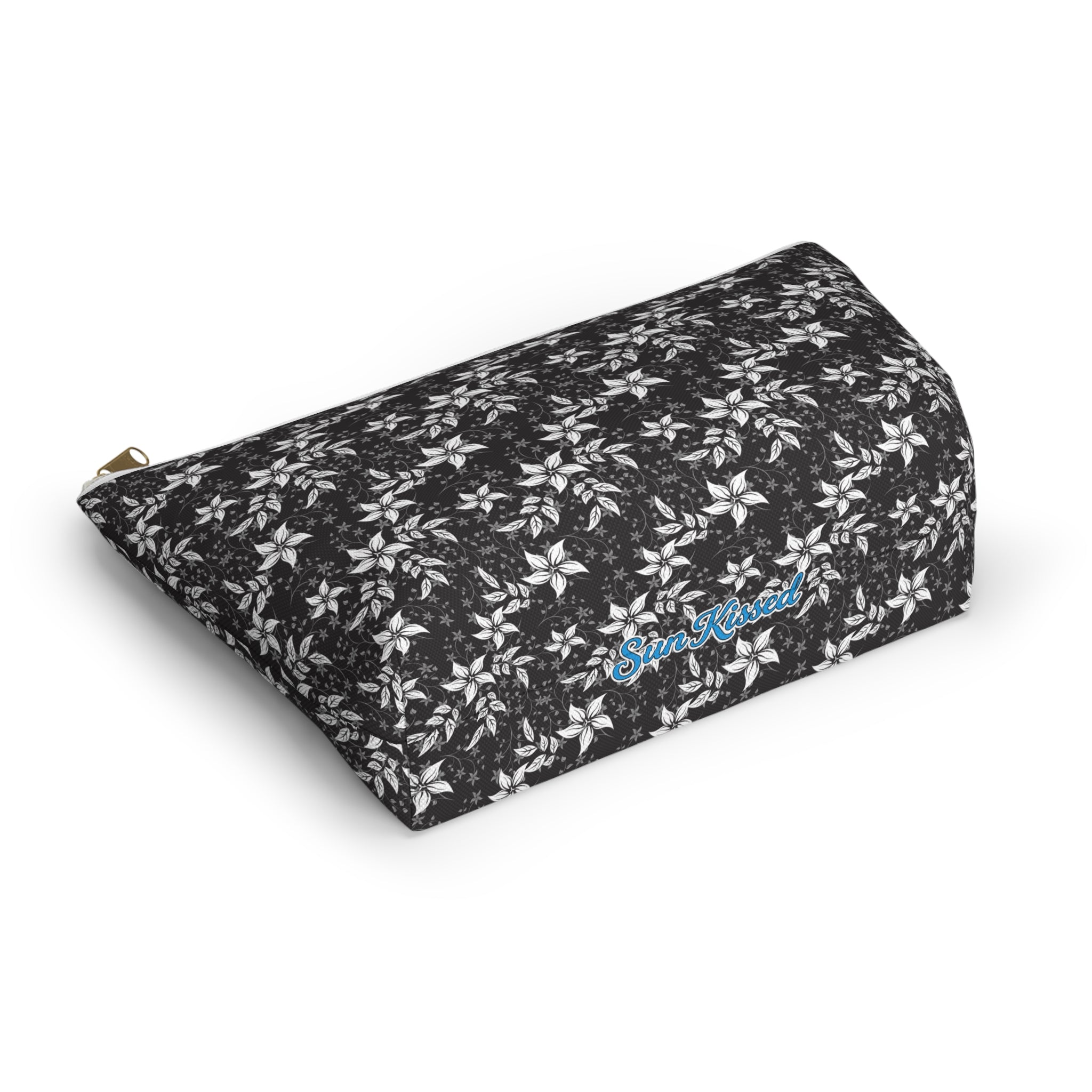 Black Landscape Floral Cosmetic Bag