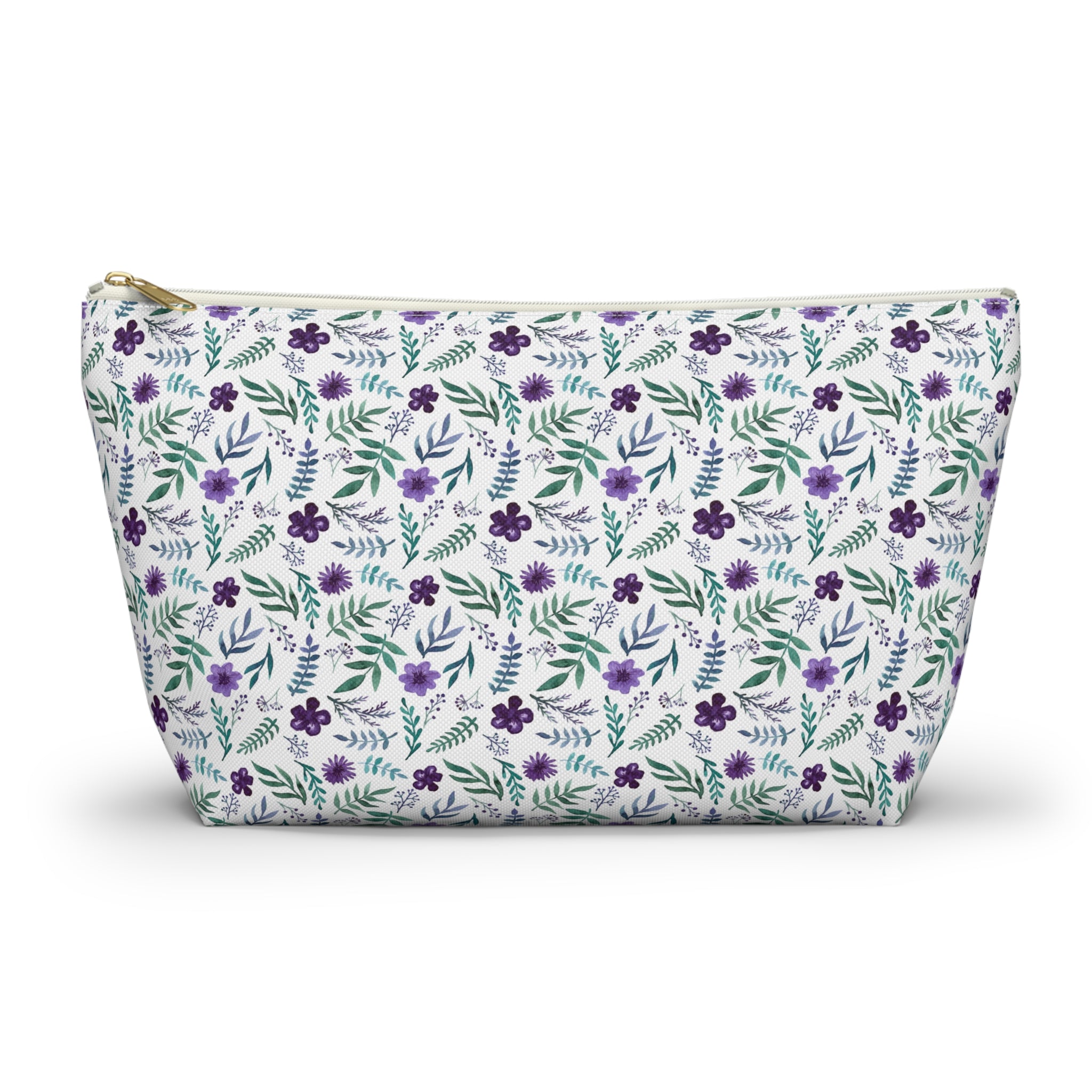 Violet Watercolor Floral Cosmetic Bag