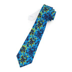 Black Light Hibiscus Mens Necktie