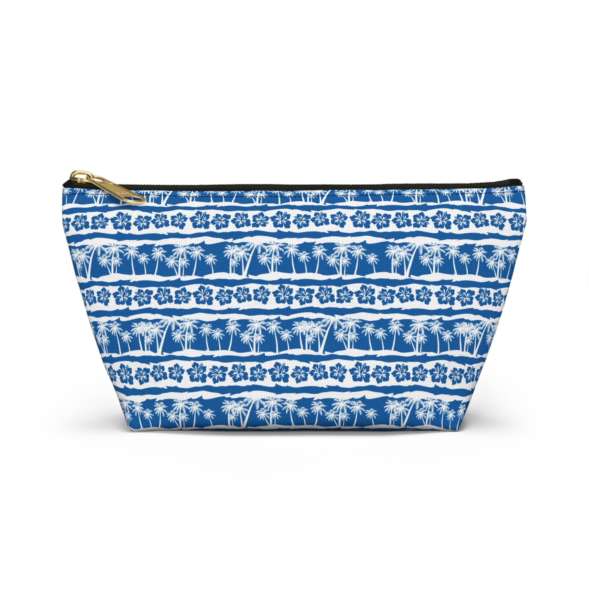Blue Palm Stripes Cosmetic Bag