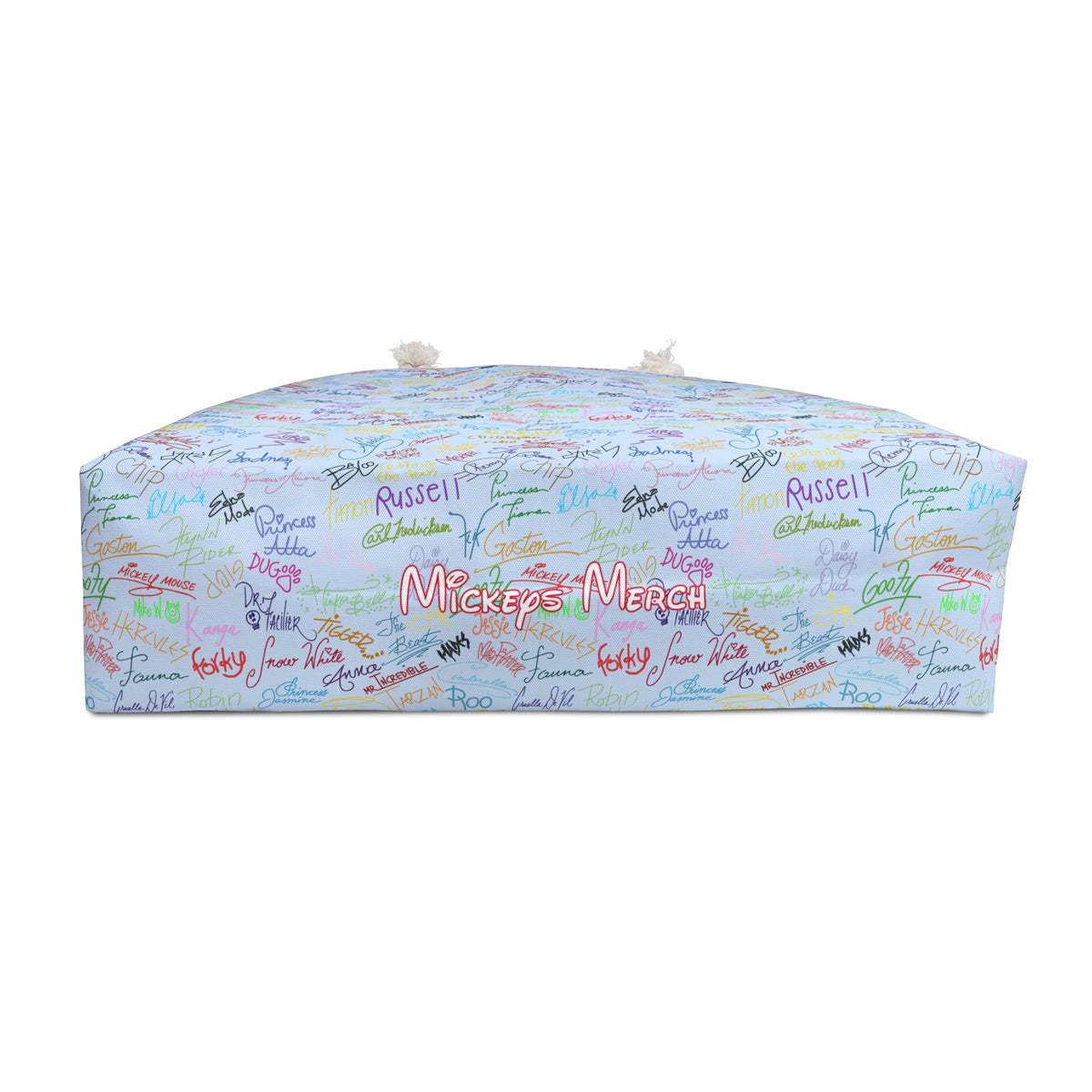 Character Autographs on Blue Weekender Bag