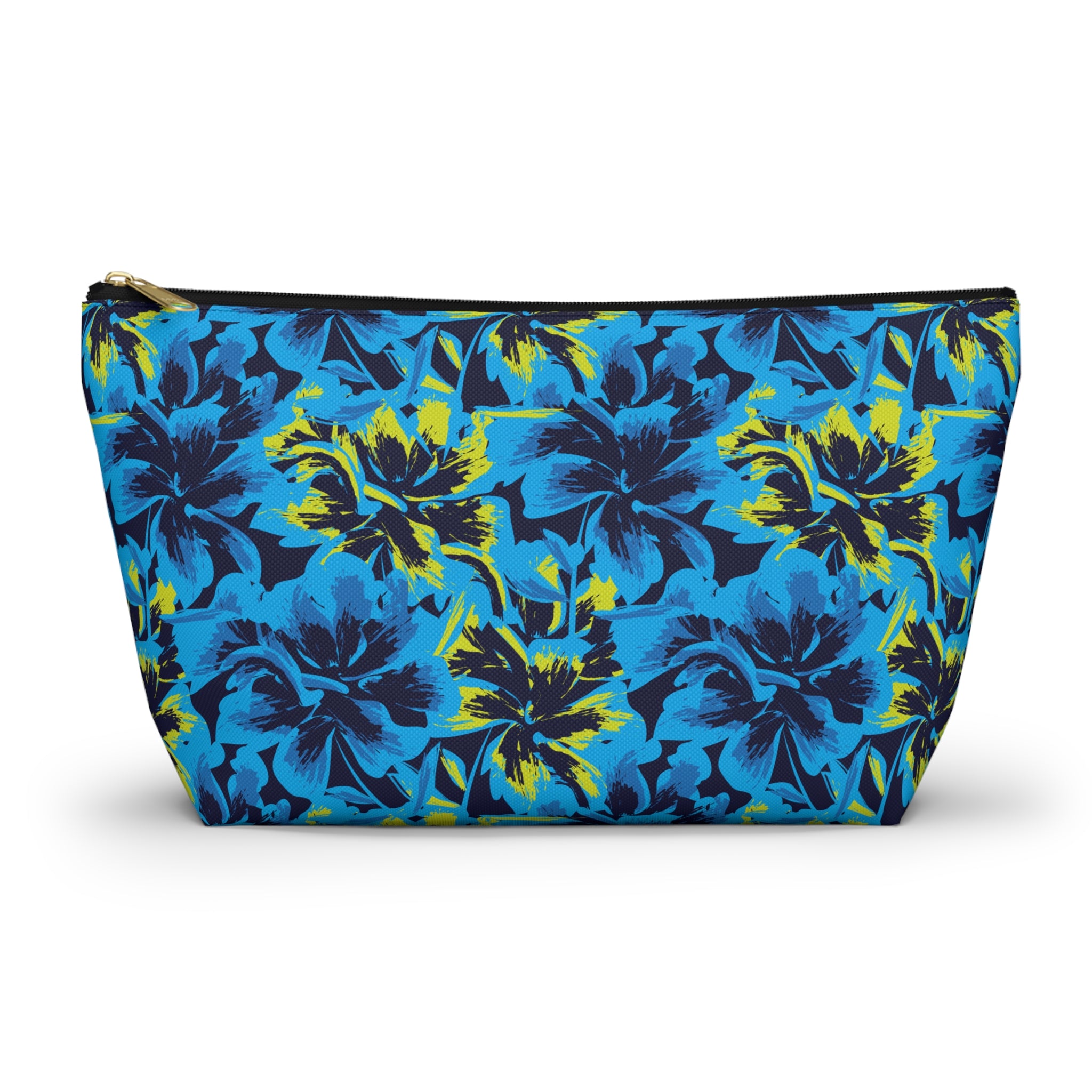 Black Light Hibiscus Cosmetic Bag