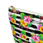Zebra Hibiscus Floral Cosmetic Bag