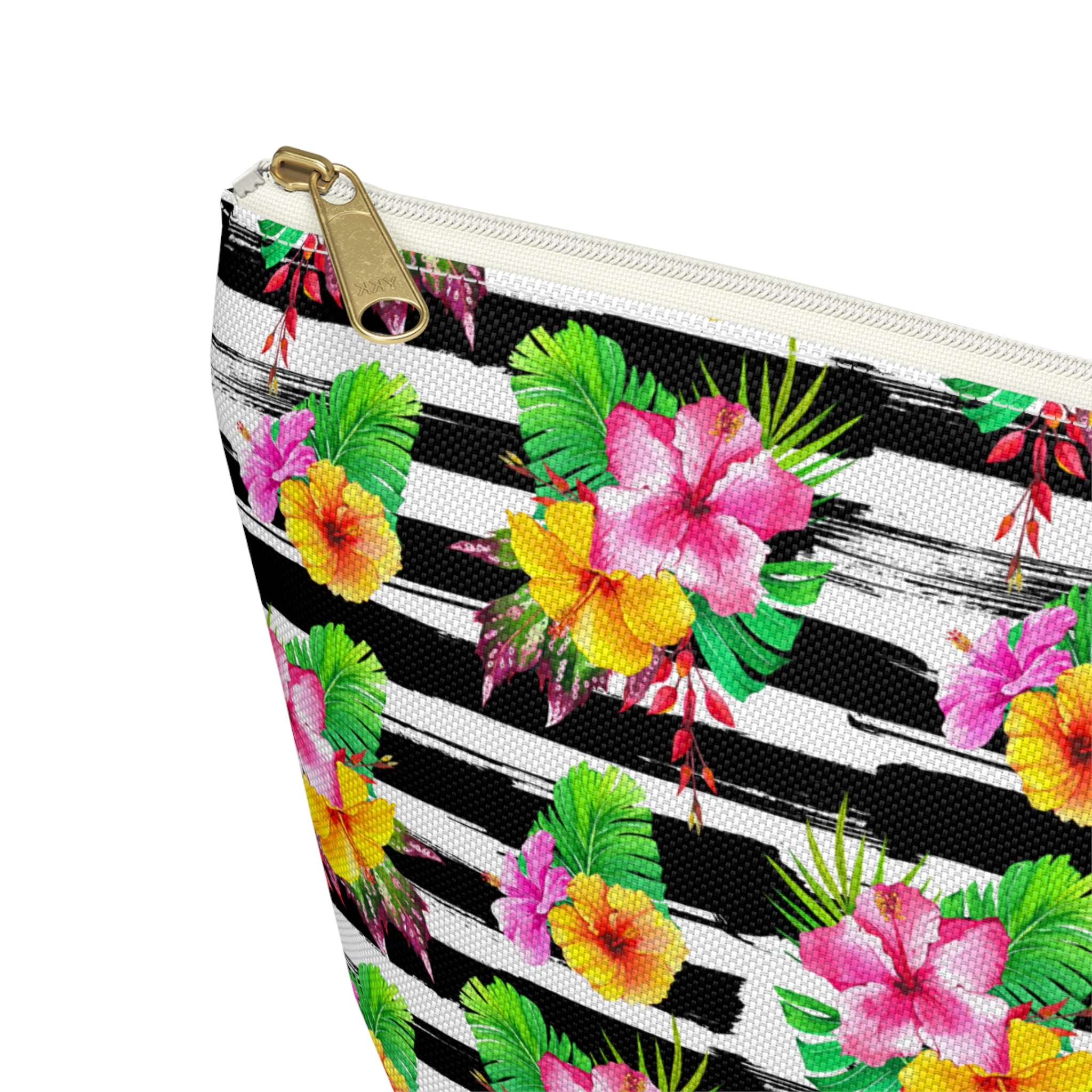 Zebra Hibiscus Floral Cosmetic Bag