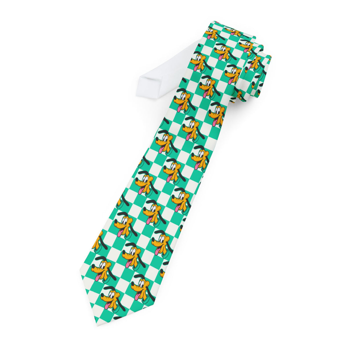 Teal Checkerboard Pluto Mens Necktie