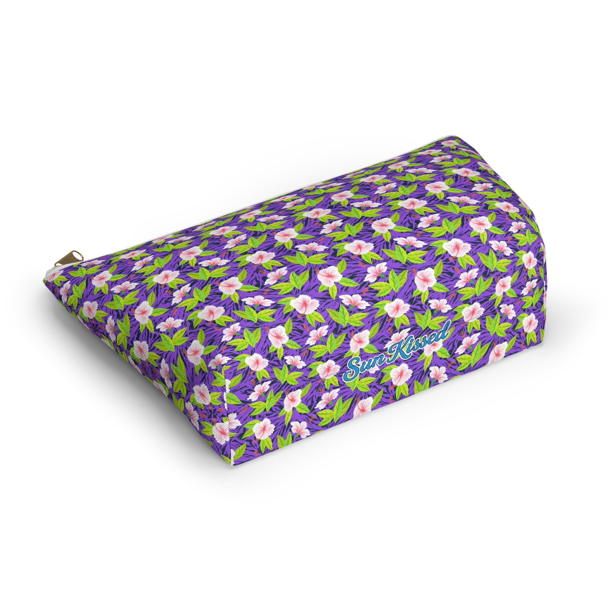 Purple Leaf Hibiscus Cosmetic Bag