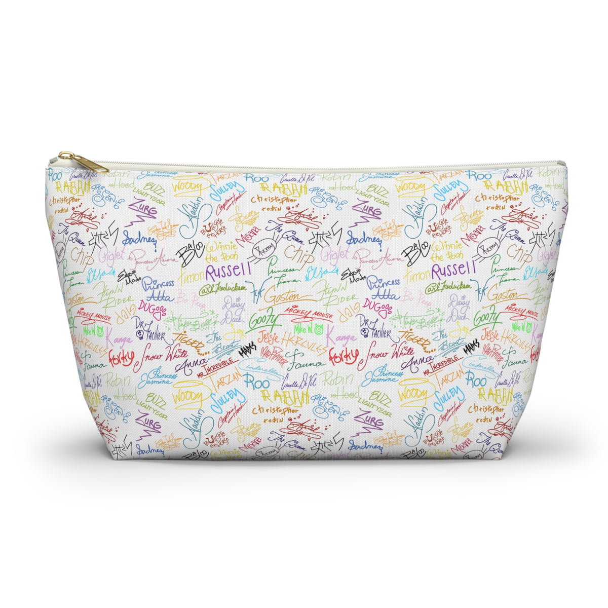 Character Autographs on White Cosmetic Bag