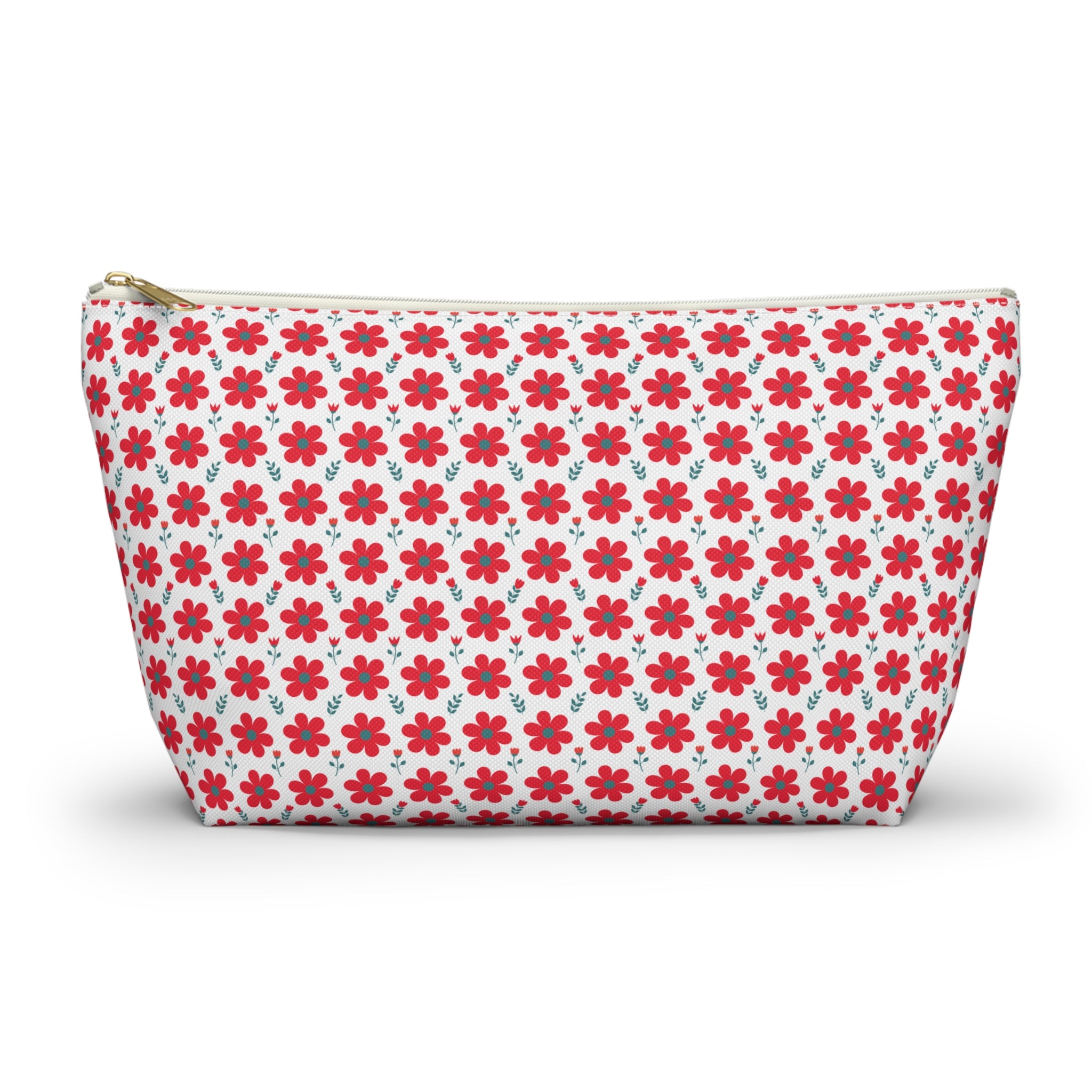 Red Daisy Floral Cosmetic Bag