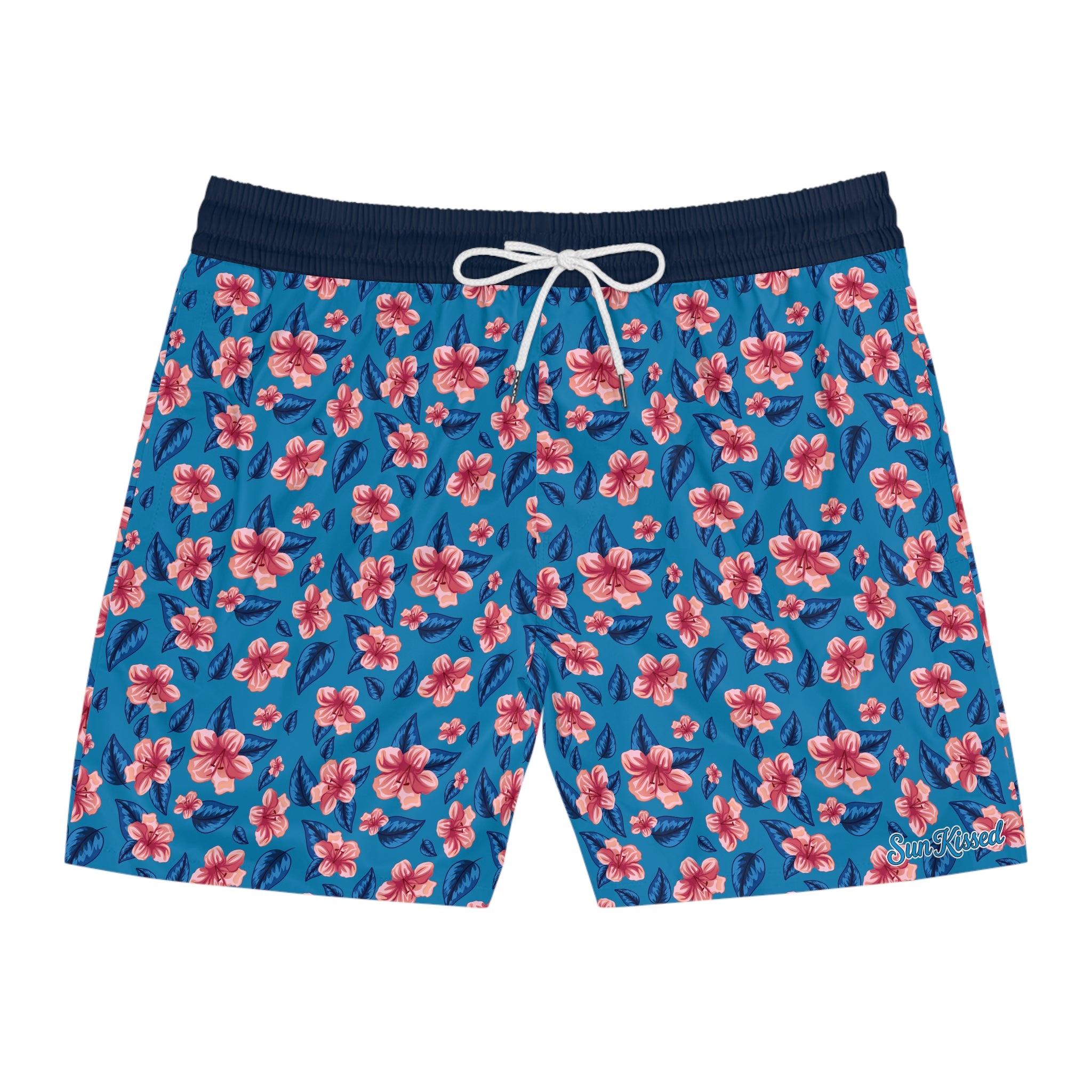 Pink Watercolor Blooms Swim Trunks