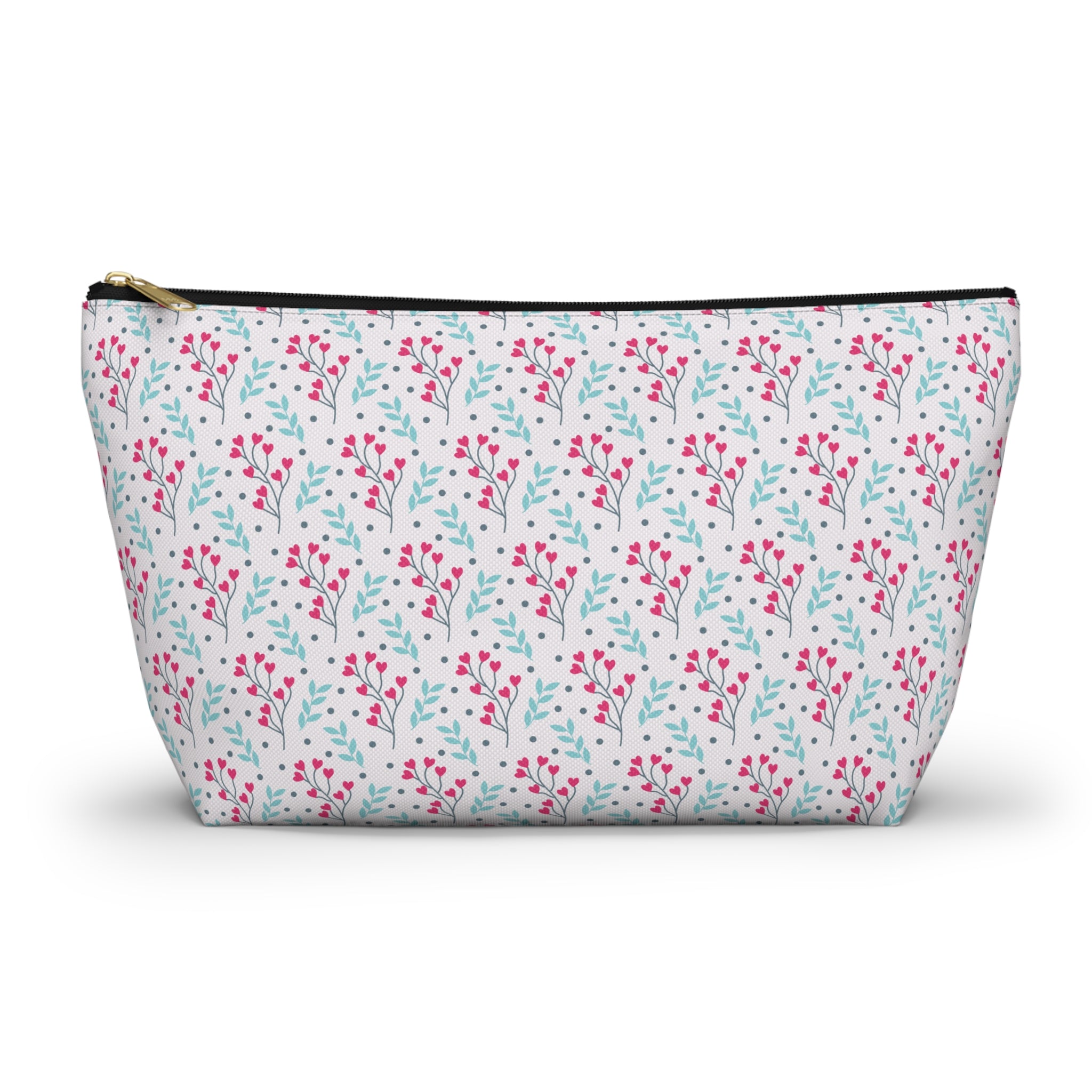 Tropical Flower Hearts Cosmetic Bag