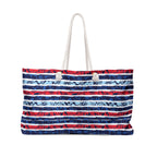 Patriotic Striped Hibiscus Weekender Bag