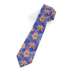 Orange Hibiscus Waves Mens Necktie