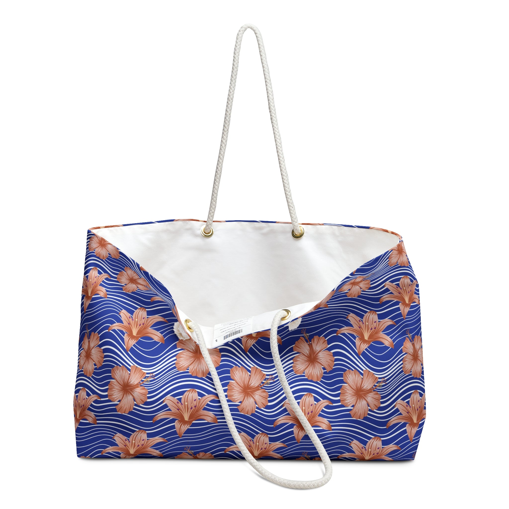 Orange Hibiscus Waves Weekender Bag