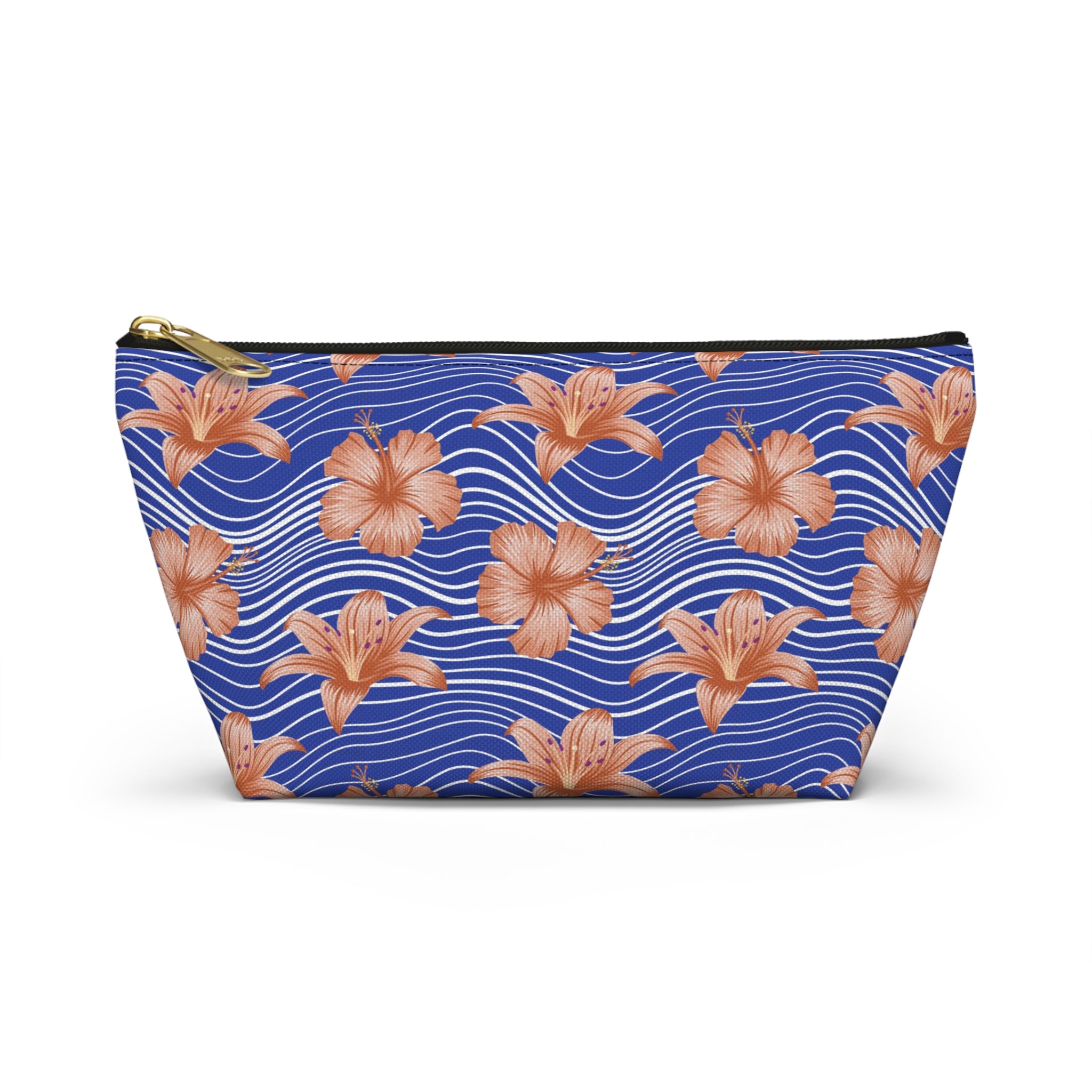 Orange Hibiscus Waves Cosmetic Bag