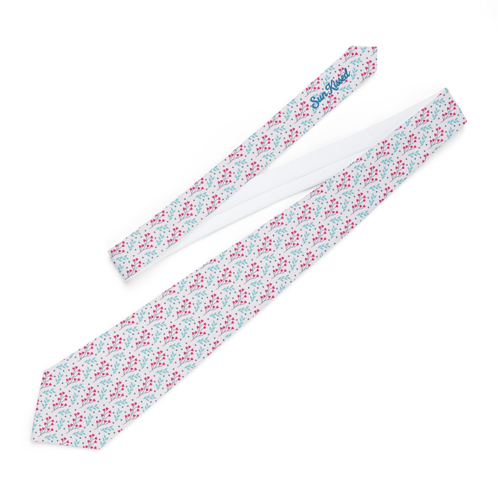 Tropical Flower Hearts Mens Necktie