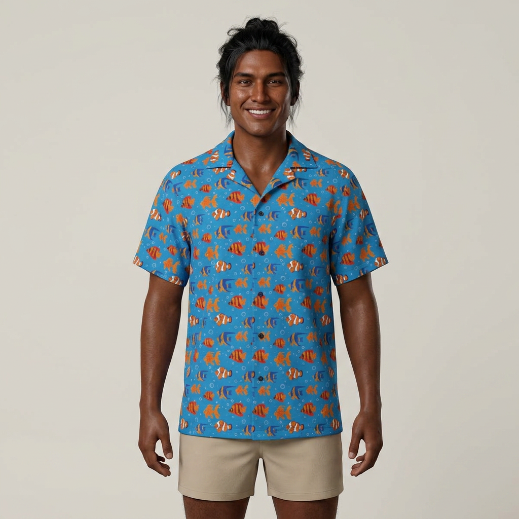 Tropical Aquarium Pattern Hawaiian Shirt