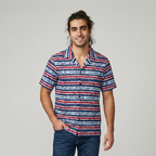 Patriotic Striped Hibiscus Hawaiian Shirt