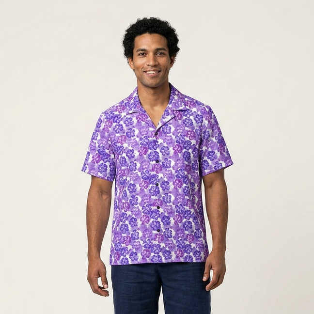 Shades of Purple Hibiscus Flower Hawaiian Shirt