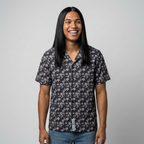 Black Landscape Floral Hawaiian Shirt