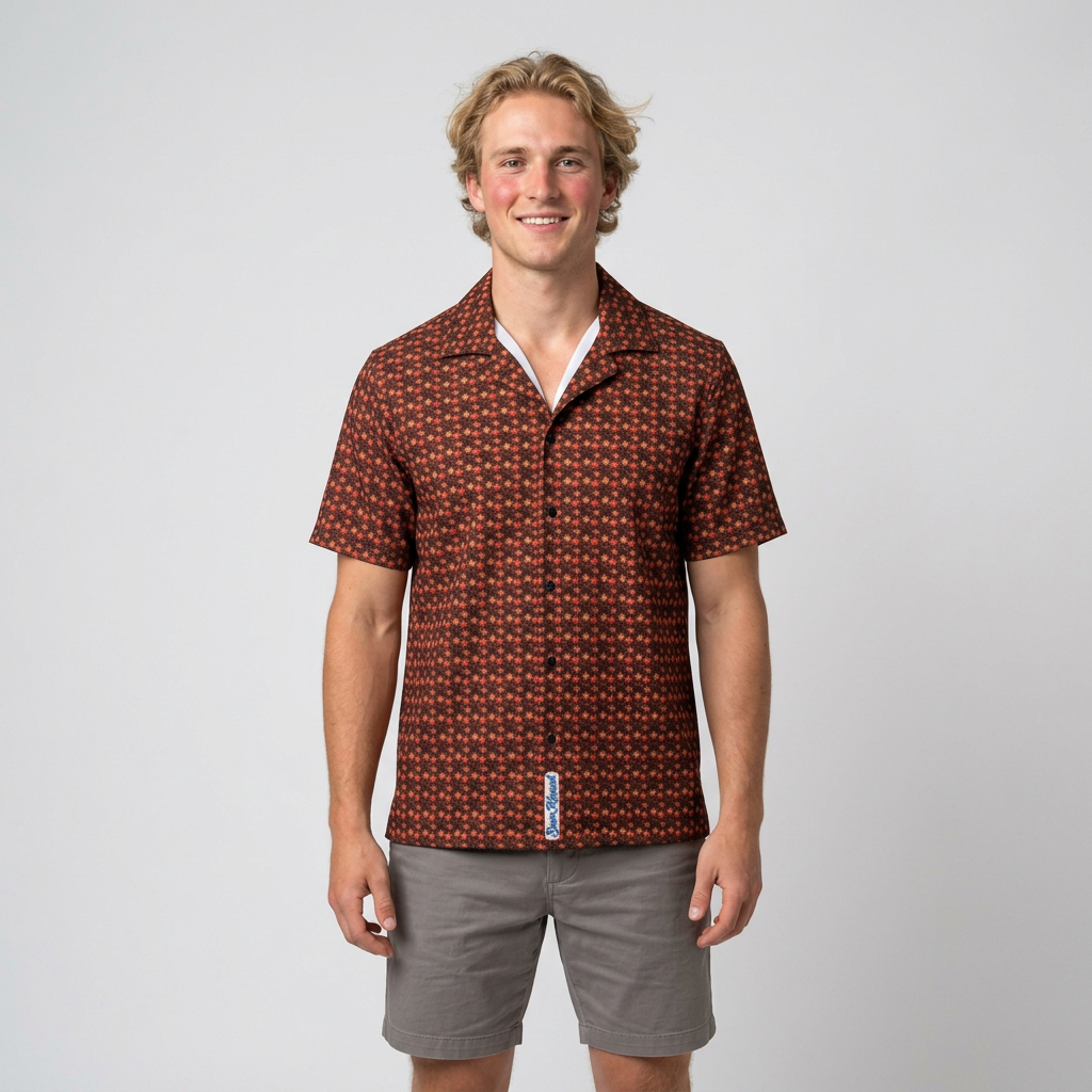 Orange Sunset Botanicals Hawaiian Shirt