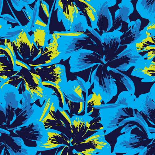 Black Light Hibiscus Mens Necktie