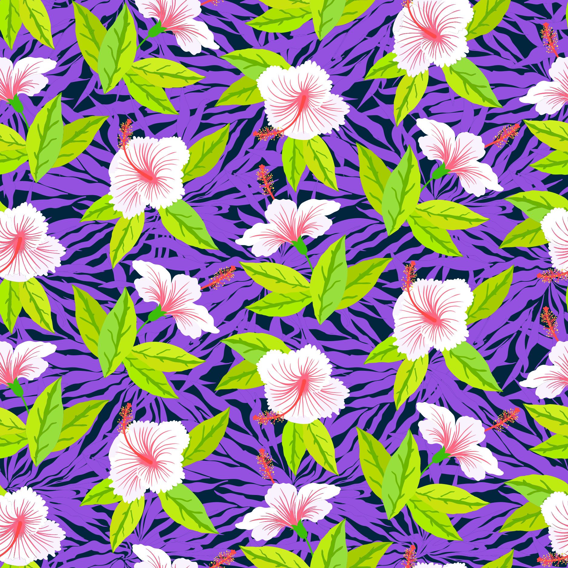 Purple Leaf Hibiscus Leaf Mens Necktie