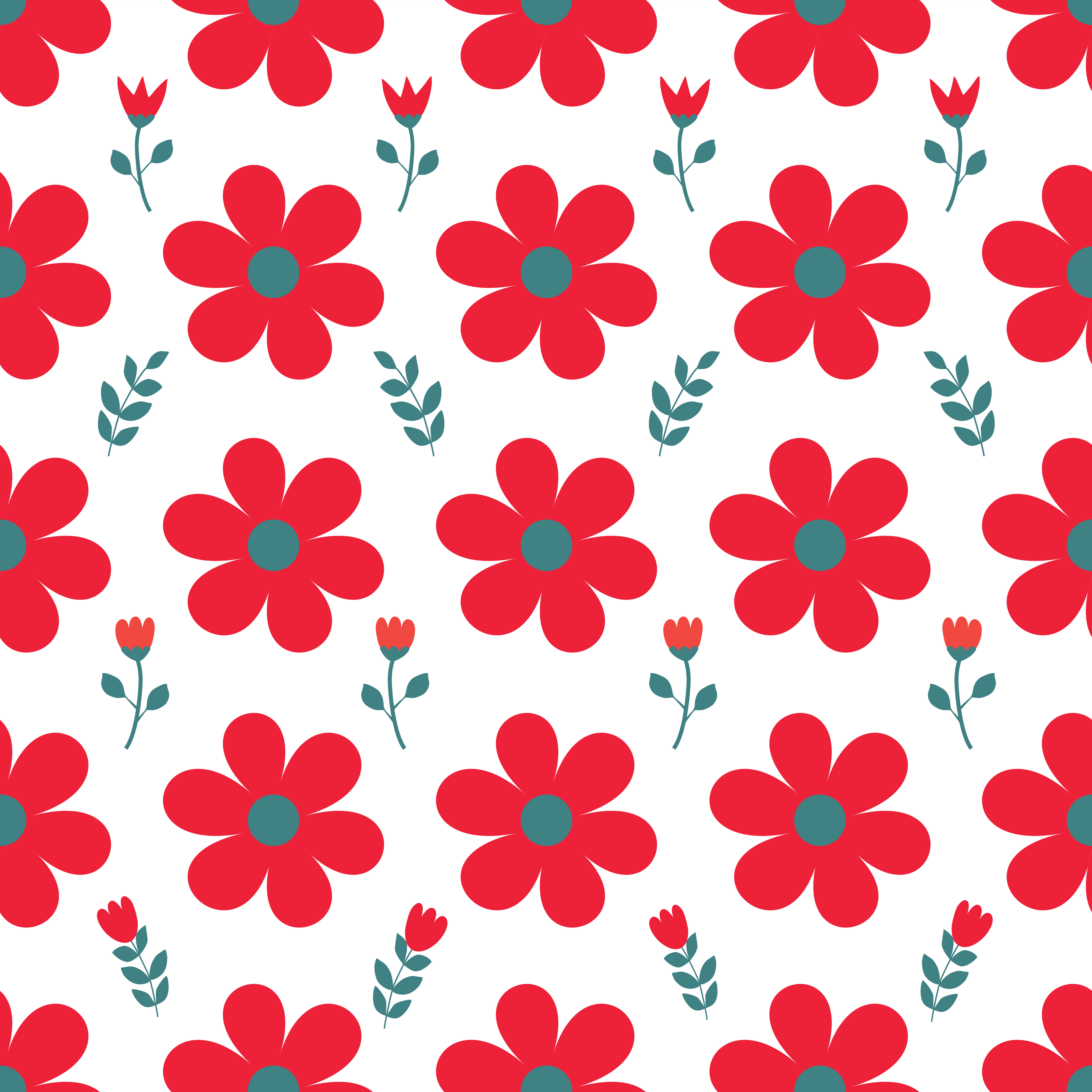 Red Daisy Floral Mens Necktie