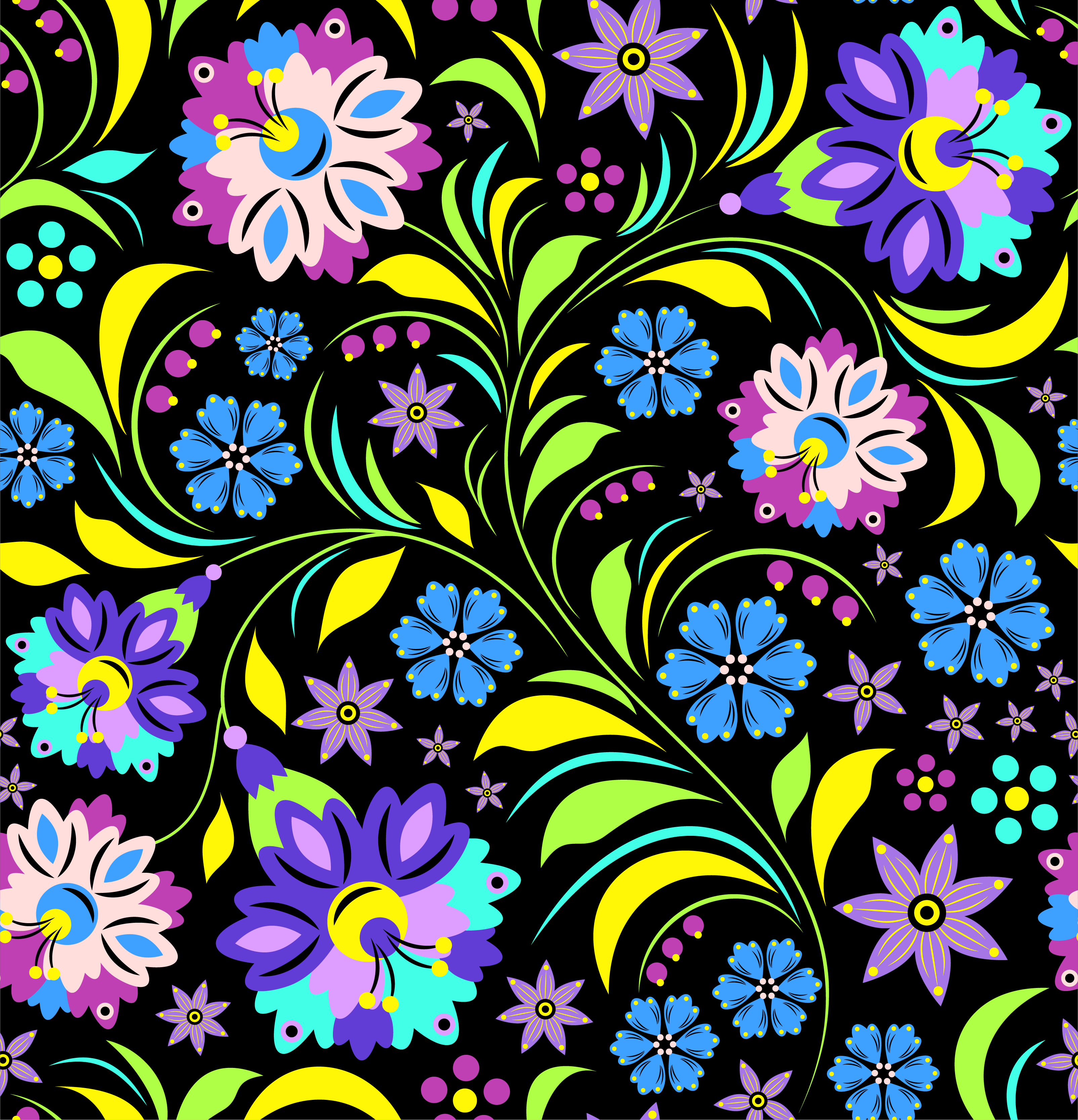 Neon Night Blooms Cosmetic Bag