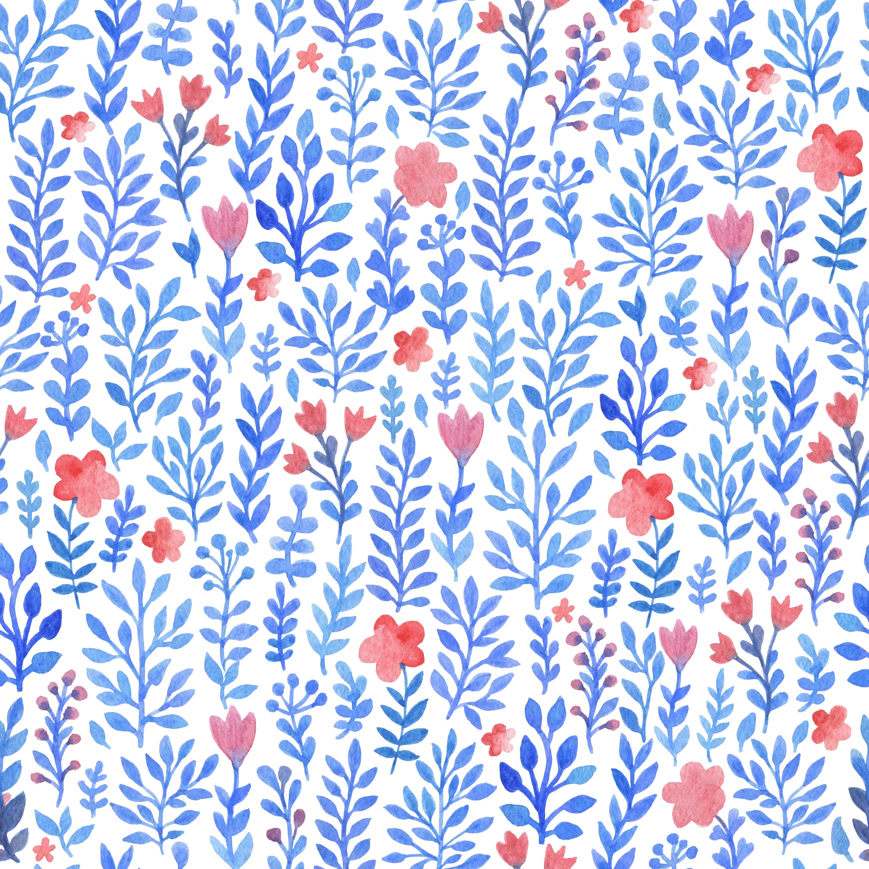 Blue Watercolor Floral Hawaiian Shirt