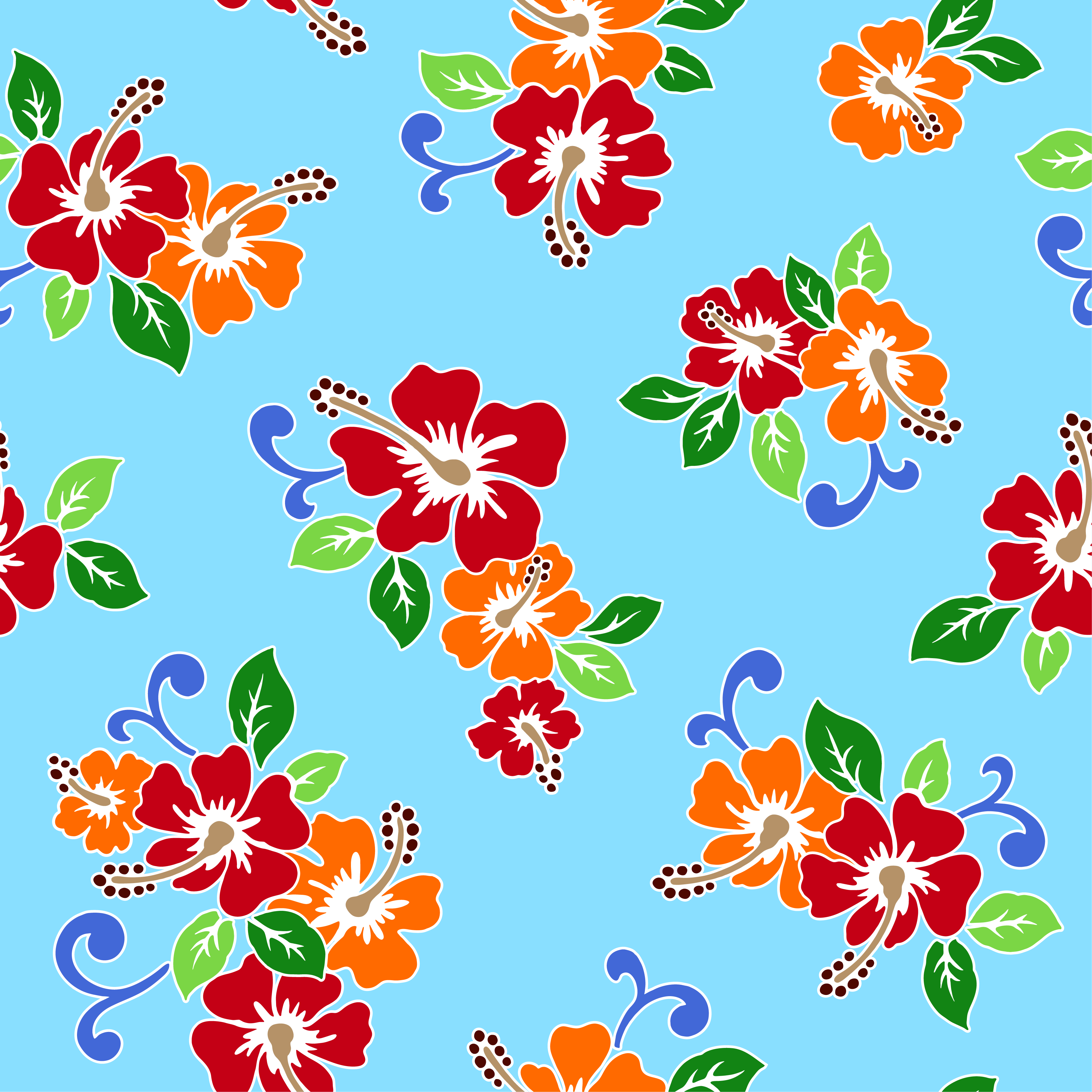 Aqua Flowered Sky Swim Trunks