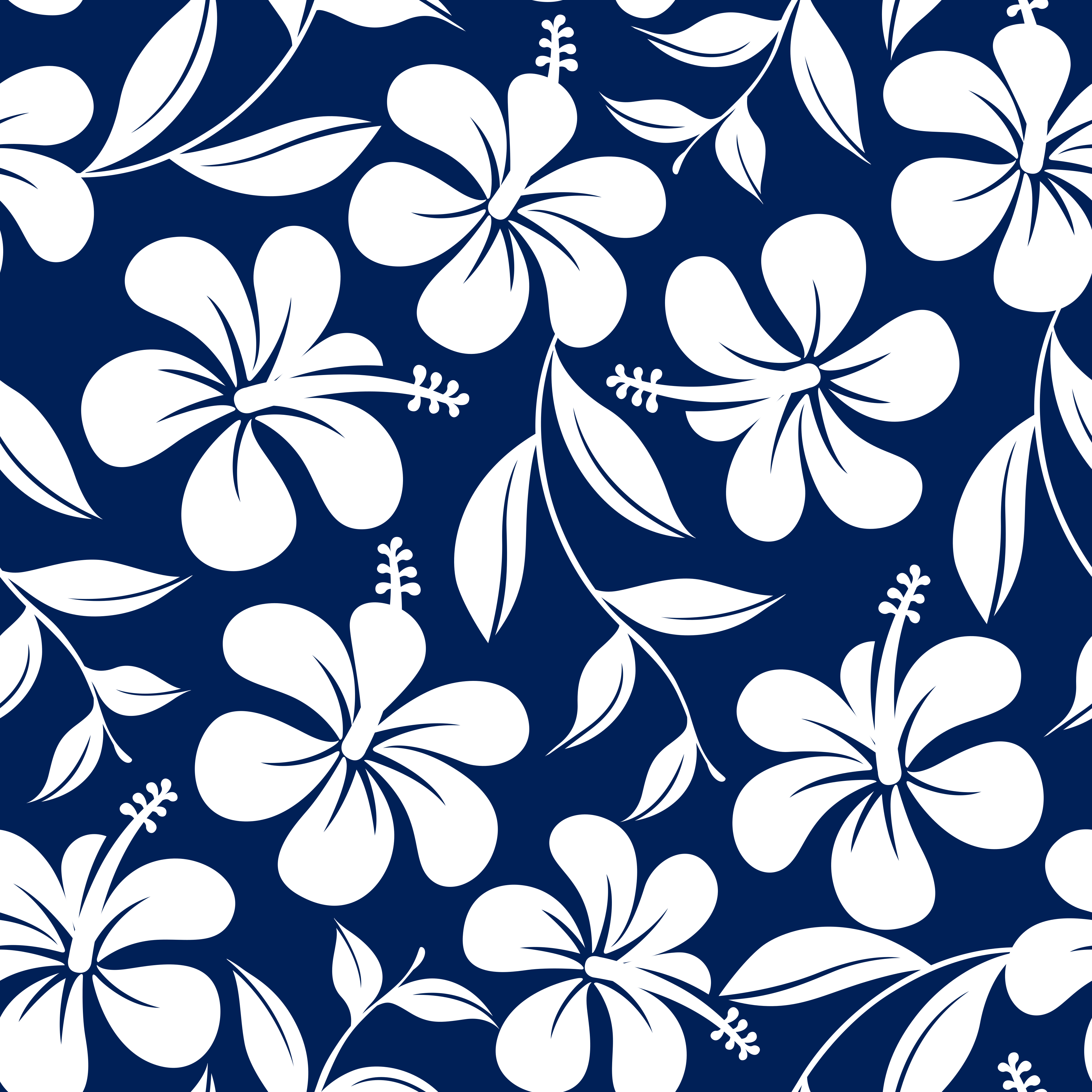Nautical Blue Hibiscus Swim Trunks